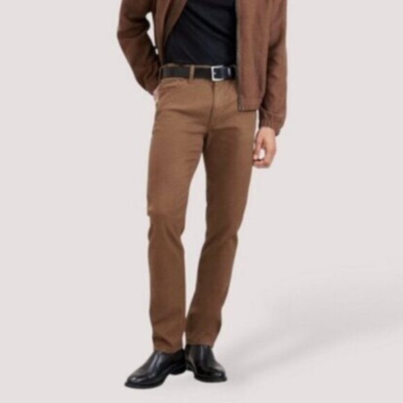 Banana Republic Traveler Slim Fit Twill Cotton Pants In Bronze Brown - Picture 3 of 14